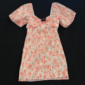 Adelyn Rae White Mini Dress with Coral Floral Print